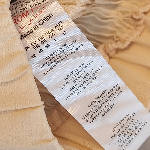 PrettyLittleThing PLT Pants 8 Cream Plisse High Waist Semi-sheer Wide Leg New - Picture 11 of 11